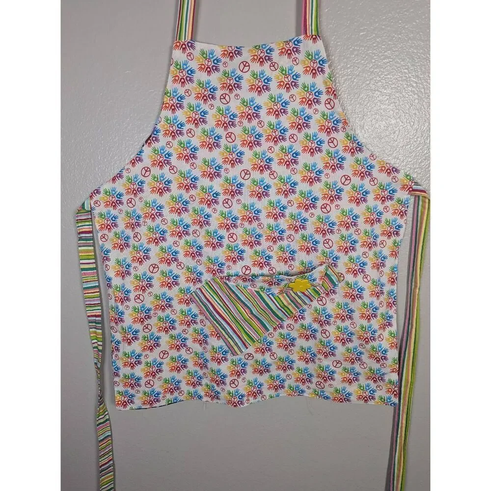 Custom Handmade Elmo Op art pop multicolor rainbow apron smock one size